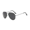 Gafas de sol de aviador negras clásicas con montura grande de metal. - Montura Negra Lente Gris