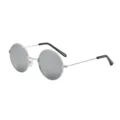Gafas de sol redondas para niños con montura plateada y lentes de espejo plateadas - Montura Plateada + Lente de Espejo Blanco