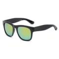 Premium black square frame sunglasses with yellow-green mirrored lenses for unisex - Glossy Black Frame / Gold Mirrored