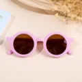 Gafas de sol rosas redondas mate a la moda para niños con protección UV400 total - Montura Violeta