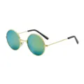 Gafas de sol retro redondas para niños con montura dorada y lentes de espejo verdes - Montura Dorada + Lente de Espejo Dorado
