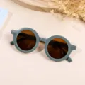Gafas de sol redondas elegantes para niños en gris mate con protección UV400 - Montura Verde