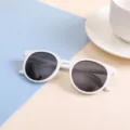 Trendy children's round frame sunglasses in white for parties and outdoor activities. - White