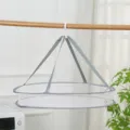 Foldable hanging drying net mesh basket for laundry and socks in a minimalist indoor setting - Single Layer / Large (Diameter 53cm)