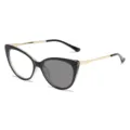 Vintage cat eye glasses with metal frames and photochromic blue light blocking lenses - Photochromic - Black