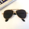 Cool gold-framed aviator sunglasses for cats and dogs, UV protection pet accessory - Aviator Glasses - Gray Lenses (3026 Pet Collection)
