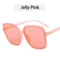 Stylish oversized square frame sunglasses in jelly pink for UV protection and slimming look - Jelly Pink