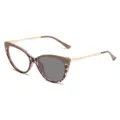 Retro cat-eye glasses with tortoiseshell metal frame and photochromic grey lenses - Photochromic - Leopard