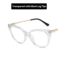 Retro cat-eye metal glasses frame with anti-blue light lenses in black and gold - Anti-Blue Light - Black