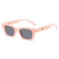 Retro rectangular kids' sunglasses with macaron pink frames and dark lenses for boys and girls - Transparent Pink