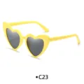 Gafas de sol de moda con forma de corazón amarillo vibrante para estilo chic de fiesta - Marco Amarillo / Lentes Negras (C23) / Amarillo