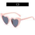 Gafas de sol rosas con forma de corazón y cristales oscuros para fiestas. - Marco Rosa / Lentes Negras (C3) / Rosa