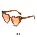Gafas de sol de moda con forma de corazón con montura de carey y lentes tintadas naranja - Montura de Carey Lentes de Té (C3) / Estampado de leopardo
