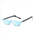 Creative blue pixel mosaic party sunglasses featuring a funny Thug Life novelty design - Small Pixel - Blue / Blue