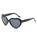 Gafas de sol retro negras en forma de corazón, accesorio de regalo romántico de San Valentín - Negro