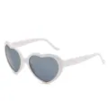 Gafas de sol clásicas con forma de corazón, montura blanca elegante y lentes grises - Blanco
