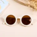 Gafas de sol redondas de color blanco mate para niños con lentes marrones UV400 - Marco Blanco Roto