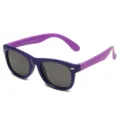 Retro children's sunglasses featuring blue and purple spliced frames with rice nail accents - Purple Blue Frame Purple Temples