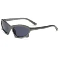 Futuristische sportliche Cat-Eye-Sonnenbrille mit dunklen Gläsern für Damen und Herren - Perlgrau