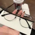 Modische anti-blaulicht brille mit schwarzem polygonalem metallrahmen für damen - Schwarzer Rahmen