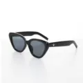 Fashionable black cat-eye sunglasses featuring a silver star detail temple ornament - Black Frame Grey Lens