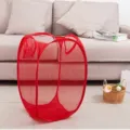 Red foldable mesh laundry basket for clothes and toy storage in modern home scene. - 30.30.46 / Red