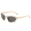 Futuristische sportliche Cat-Eye-Sonnenbrille mit trendigem cremeweißem Rahmen und dunklen Gläsern - Beiger Rahmen Graue Gläser