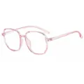 Stylish pink transparent large frame polygon glasses designed for a slimming look - Transparent Pink Frame Clear Lens / Transparent Pink