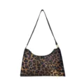 Borsa sottobraccio leopardata retrò da donna con dettagli in metallo dorato - Stampa leopardata