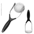 Foldable stainless steel potato masher with ergonomic black handle for kitchen - Foldable Masher