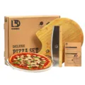 Complete 4-delige pizza bakset met pizzasteen, bamboe schep en pizzasnijder - 33CM Diameter Pizza Bakset
