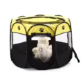 Foldable octagonal pet playpen with mesh windows, breathable puppy tent for indoor outdoor use. - Neon Yellow / S (72x72x45)