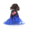Detailed view of cute pet summer dog dress with American flag heart and blue tutu skirt. - XS / XZD304 Black