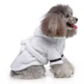 Soft white plush bathrobe for dogs with elegant black trim on sleeves - White