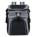 Vorderansicht des grauen Haustiertransport-Rucksacks mit LED-Licht und Netzfenster - Grau