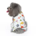 Niedlicher Baumwoll-Schlafanzug mit vier Beinen für kleine Hunde und Welpen, Detail. - M / Vierbeiniger Jumpsuit (Bonbon Pünktchen-Druck)