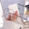 Elegante runde Brille in Schwarz-Roségold für Damen, Anti-Blaulicht-Gläser, klare Gläser - Schwarz Roségold