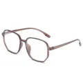 Elegant transparent brown large frame eyeglasses for women designed for a slimming effect - Translucent Tea Frame Clear Lens / Transparent Tea