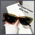 Gafas de sol de ojo de gato vintage con montura verde té y lentes grises - Montura Verde Oliva