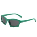 Futuristische Cat-Eye-Sportsonnenbrille mit auffälligem grünem Rahmen und dunklen Gläsern - Grüner Rahmen Graue Gläser