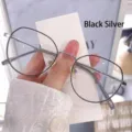 Runde Brille mit Metallrahmen in Schwarz-Silber und Blaulichtfilter - Schwarz und Silber