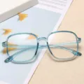 Elegante montura de gafas cuadrada grande azul claro transparente para mujeres - Azul transparente