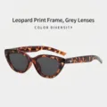 Gafas de sol de ojo de gato con estampado de leopardo, lentes grises y detalle estrella - Leopardo / Lentes Grises
