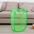 Durable green foldable mesh laundry basket for dirty clothes and children toy storage - 30x30x46 / Green