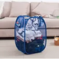 Blue foldable mesh laundry basket for organizing dirty clothes and children's toys - 30x30x46 / Blue