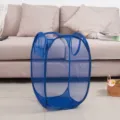 Blue mesh folding laundry basket for clothes storage - 36*36*58cm / Dark Blue