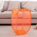 Portable orange mesh collapsible laundry basket for home clothing and toy storage - 30x30x46 / Orange