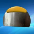 Vista detallada de un cortador de masa de acero inoxidable con escala de 14 cm. - Amarillo