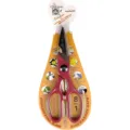Multifunctional kitchen scissors with stainless steel blade, 8-in-1 tool for home cooking. - Burgundy
