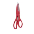Detail shot of red-handled stainless steel kitchen scissors for bone and meat cutting - Red (9110) / Bulk Packaging